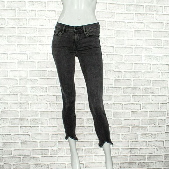 FRAME Denim Women's 24 Le Skinny De Jeanne Jeans Crop Triangle Raw hem Tull Gray - Picture 1 of 13